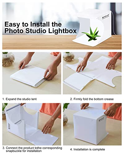 Photo Studio Box with LED Light, PULUZ 20cm Mini Portable Photography Lighting Tent Kit, White Foldable Shooting Softbox with 2x20 Lights + 6 Backdrops for Product Display - size: 9*9 Inch - C