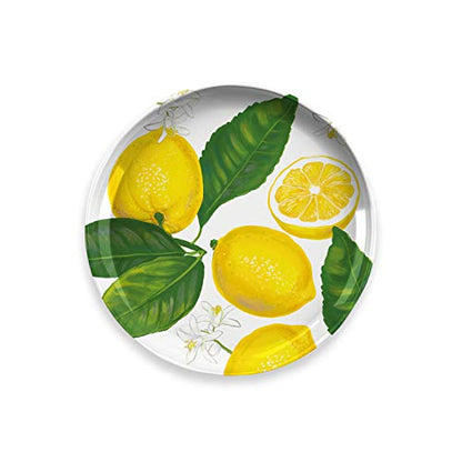 Abode Homewares Lemon Fresh 8.5'' Durable Melamine Salad Plates, Shatter-Resistant and Dishwasher-Safe Indoor/Outdoor Dinnerware for Salads, Appetizers, Desserts, or Side Dishes - Yellow - Set of 6 - size: Salad Plate