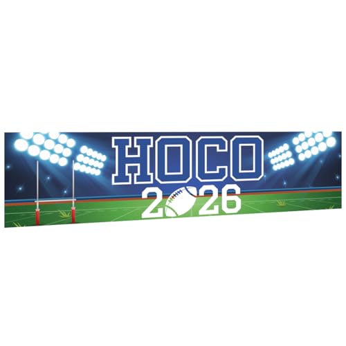 Andaz Press Large Homecoming Decorations 2026, Homecoming Banner with Football Field Design, HOCO Sign Banner with Adhesive Dots, Game Day HOCO Decorations 2026, 13x48 Inch - color: HOCO Football Banner with Field