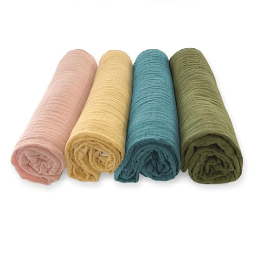 SwaddleDesigns Cotton Muslin Swaddle Blankets for Baby Boy & Baby Girl, Set of 4, Neutral Receiving Blankets for Newborn, Baby Registry & Gift, 46x46 inches, Fiesta - color: Fiesta