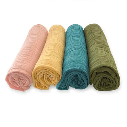 SwaddleDesigns Cotton Muslin Swaddle Blankets for Baby Boy & Baby Girl, Set of 4, Neutral Receiving Blankets for Newborn, Baby Registry & Gift, 46x46 inches, Fiesta - color: Fiesta