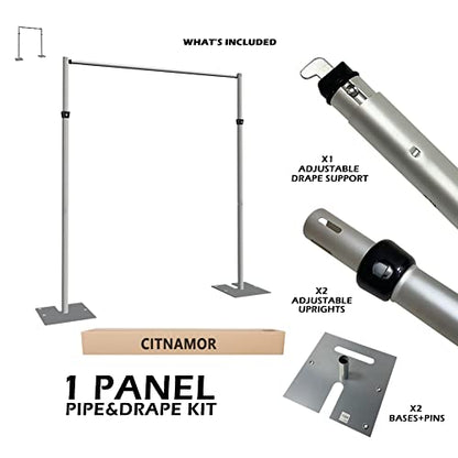 Pipe and Drape Adjustable Uprights, Crossbars,Bases & Hangers - Drape Systems for Backdrops, Trade Shows, Events, Photo Booths and Decorations by CITNAMOR (10' Tall x 10' Wide Kit) - size: 10' Tall x 10' Wide Kit