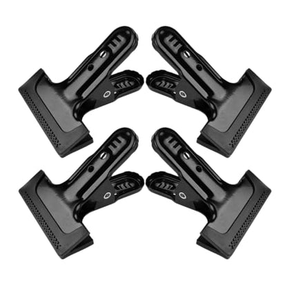 KALLORY 4pcs Heavy Duty Background Backdrop Clamps Powerful Photography Cloth Clips Black Metal Fixed Clamp for Photo Studio Backdrop Support