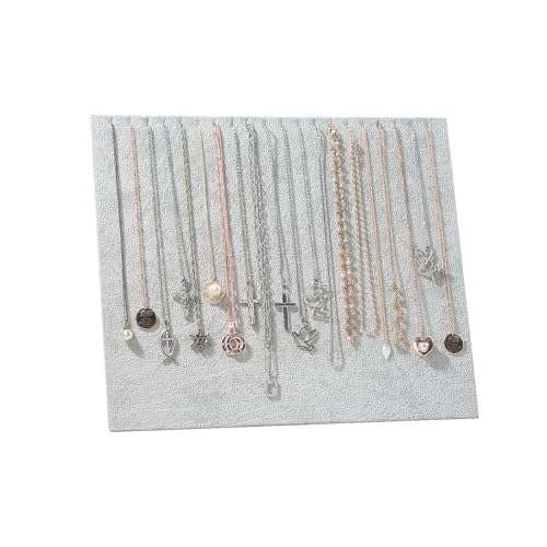20 Slots Big Necklace Display Board for Selling, Velvet Necklace Jewelry Organizer Stand for Shop Store, Necklace Hanger Holder Rack for Show (1pc Grey) - color: Grey, size: 1PC