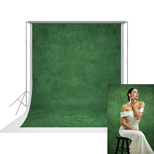 UrcTepics 5×7 ft Green Fabric Photo Backdrops, Classic Abstract Texture Backdrop for Headshots and Portraits, Vintage Photography Background for Studio and Events. - color: Green, size: 5x7 Ft