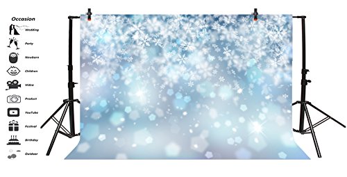 10x8ft Falling Snowflake Portrait Backdrops for Photography Winter Ice Snow Flakes Photo Shoot Newborn Kids Baby Adults Wedding Photo Background Vinyl Photo Booth Props - size: 10x8ft