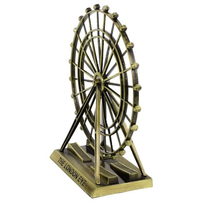 Veemoon Small Metal Ferris Wheel Decor, Table Ferris Wheel Model London Eye Ornament Retro Landmark Building Collection Bronze Iron Art Sculpture for Bar Restaurant Cabinet Entryway Photo Prop, 5.9 Ih