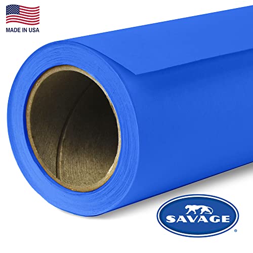 Savage Seamless Paper Photography Backdrop - Color #58 Studio Blue, Size 107 Inches Wide x 36 Feet Long, Backdrop for YouTube Videos, Streaming, Interviews and Portraits - Made in USA - size: 107 in x 36 ft