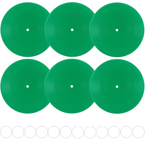 FACHPINT 6pcs Green Records for Wall Aesthetic 12 Inch Vinyl Records Decor, Blank Vinyl Records for Graffiti, Fake Records Props, Record Wall Decor for Party Wedding Signing Hippie Room Decor - color: Green