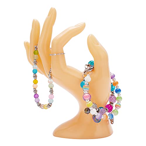 Plastic Hand Jewelry Display Holder, Moccasin OK Shaped Hand Ring Jewelry Organizer for Earring, Ring, Watch, Bracelet Storage, 2.91 x 3.13 x 6.49 Inches - color: Yellow