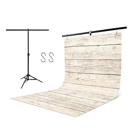 Pino Studio Photography Background Sheet - Vintage White Wood(with Stand) - color: Vintage White Wood(with Stand)