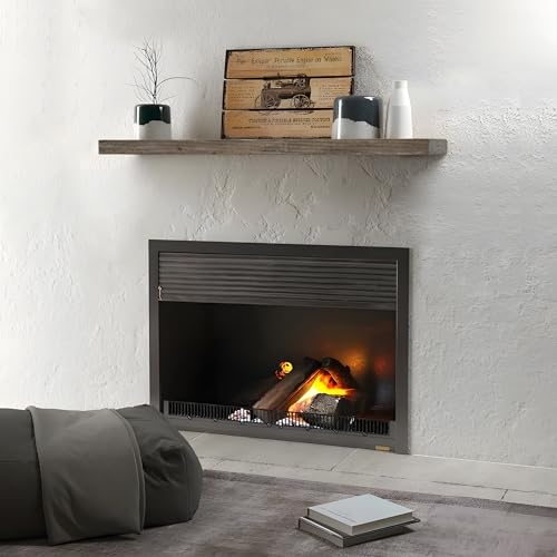 FLYJOE Floating Shelves | 8" Deep Rustic Reclaimed Barnwood Wall Hanging Shelves with Invisible Heavy-Duty Metal Bracket | Wall Mounted | Farmhouse Style | 36 inches, 2 PCs, Distressed Grey - color: Distressed Grey, size: 36inches-2P