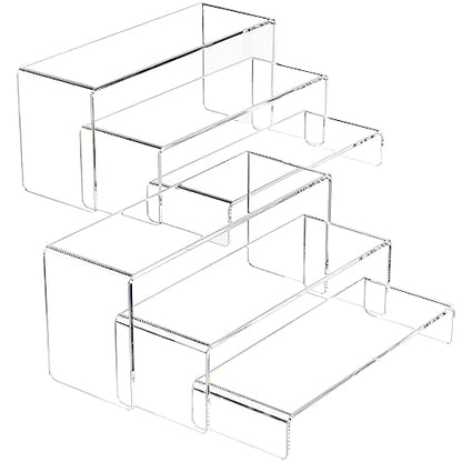 NIUBEE Acrylic Display Riser, 6 Pcs 9" Large Acrylic Risers, 2 Set Clear Rectangular Stands for Candy Dessert Cupcakes, Collectibles Display Stands Shelf for Display for Funko POP Figures - size: 9 inches