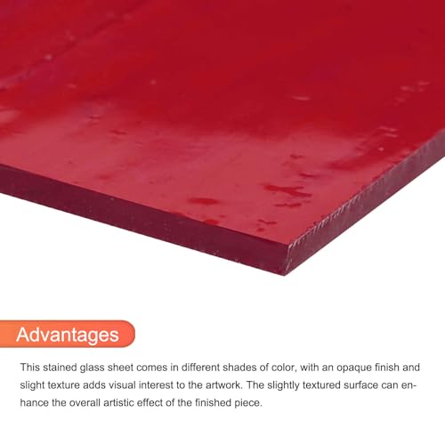 MECCANIXITY Stained Glass Sheet Mosaic Tile 7.9 Inch x 5.9 Inch Red Stained Glass Sheets for Crafts DIY Art Project - color: Red