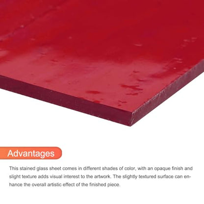 MECCANIXITY Stained Glass Sheet Mosaic Tile 7.9 Inch x 5.9 Inch Red Stained Glass Sheets for Crafts DIY Art Project - color: Red