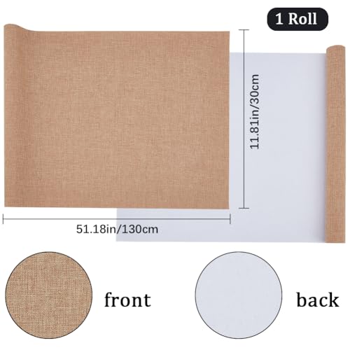 CRASPIRE 51 x 11.8 Inch Brown Linen Book Cloth Bookbinding Book Cover Peru Polyester Fabric Paper Backed Woven Book Fabric for Books Album Scrapbooking Archival DIY Covering Bookbinding Protector - color: Peru