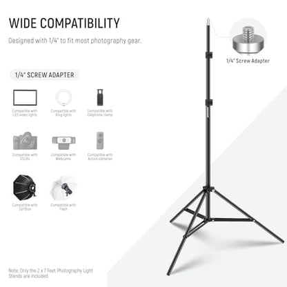 NEEWER Photography Light Stand, 7 Feet / 210cm Aluminum Alloy Photo Studio Tripod Stands for Video, Portrait and Photography Lighting, Reflectors, Soft Boxes, Umbrellas, Backgrounds (2 Pieces) - style: 210cm/2- Pack