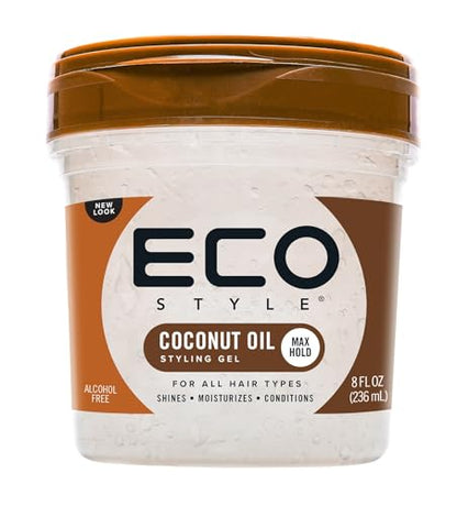 Eco Style Coconut Oil Styling Gel - Adds Luster and Moisturizes Hair - Weightless Styling & Superior Hold - Prevents Breakage and Split Ends - Promotes Scalp Health - Ideal for all Hair (Pack of 2) - size: 8 Ounce (Pack of 2)