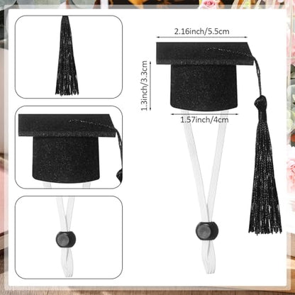 Eccliy 2 Pcs Pet Graduation Caps Mini Bachelor Hats with Tassel for Small Animal Guinea Pigs Hedgehog Bird Turtles Hamster Photo Props Graduation Holiday Festival Party Accessory(Black) - color: Black