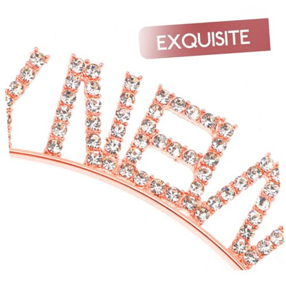 Gatuida 2pcs New Year Headbands for Women with Rhinestone Glitter, Silver and Rose Gold Colors, Spring Festival Party Hair Accessories, Photo Prop Hairbands