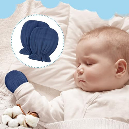 Newborn Baby Muslin Mittens 0-6 Months No Scratch Elastic Wrist Soft Breathable Gloves Bulk Cotton for Infant - color: Fresh Color