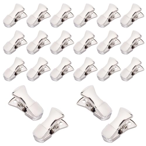 CRASPIRE 35Pcs Platinum Mini Metal Alligator Clips Small Sweater Clamps Spring Clip Non-Slip Flat Mouth with Rubber Cover for Crafts Paper Jewelry ID Badge Holders Lanyards Clothing Glasses Accessory - color: 35pcs Platinum