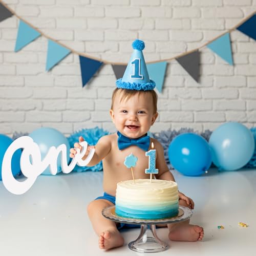 TONIFUL One Wooden Sign Cutout Letter for 1st Birthday Party Decorations Table Centerpieces for First Birthday White Letter Wooden Photo Booth Props Party Decorations Supplies - style: One