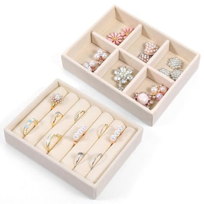 2pcs Ring Holder Display 6 Grid Jewelry Drawer Organizers Trays Small Ring Organizer for Jewelry Rings TrayRings Holder Display Tray Necklace Insert Holders Case for Girl Store Selling or Home Show