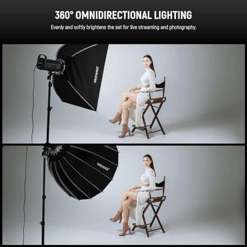 NEEWER BASICS Parabolic Softbox Bowens Mount, 35.4" Quick Release Soft Box Light Diffuser/Grid/Bag Compatible with Godox Compatible with Aputure 600d Studio Photography Video Recording Lighting, NS38P - style: 35.4"/ 90cm Parabolic