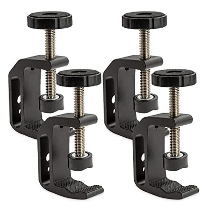 4Pcs Universal C Clamp, Heavy Duty Sturdy 1/4 and 3/8 Thread Hole for Tables Desk Mount, Desktop Mount Holder, Photo Studio Photography, Quick Release U Clip Holder and Wood Work 4 Pack-Black - size: 4PCS