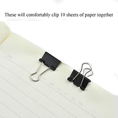 HAHIYO Binder Clips Paper Clamps Spring Steel Sturdy Mini 0.59 inches Width 0.2 Inch Capacity No Sharp Edges Heavy Duty Tight Grip Reusable Black Metal Bright Finish for Home Office School 100 Pack - size: 0.59in-100P