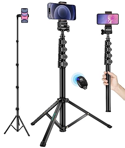 Nineigh Phone Tripod, 70" Selfie Stick Tripod Stand Cell Phone Tripods with Remote Phone Holder Carry Bag, Aluminum Alloy Selfie Stick Tripods, Compatible with iPhone Samsung GoPro Smartphone - size: 70 Inch