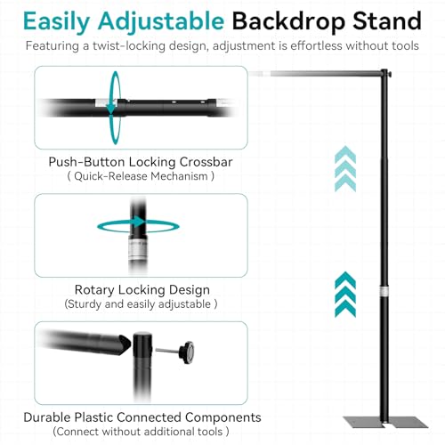 10x12ft Pipe and Drape Stand Kit, Adjustable Heavy Duty Backdrop Stand with Metal Steel Flat Base, Large Extendable Sturdy Photo Background Stand Frame for Wedding Parties Banner Photography - size: 10x12ft