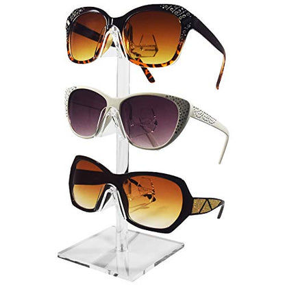 MOOCA 2 Pcs Set Premium Acrylic 3 Tier Eyeglasses Frame Riser Display Stand, Sunglasses Rack, Sunglasses Rack Holder, Acrylic Eyewear Display, Glasses Holder Stand, 3 Frames for Each Holder - color: 3 Frame Stand, 2 pcs