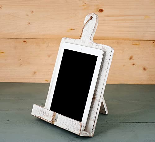 Wedding Gifts Wooden Cookbook Stand Chopping Board Style Foldable Recipe Book Stand Holder Easel for Kitchen Text Book Tablet L 9.5 x B 1.5 x H 14 inches (White) Cooking Gifts - color: White