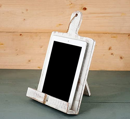 Wedding Gifts Wooden Cookbook Stand Chopping Board Style Foldable Recipe Book Stand Holder Easel for Kitchen Text Book Tablet L 9.5 x B 1.5 x H 14 inches (White) Cooking Gifts - color: White