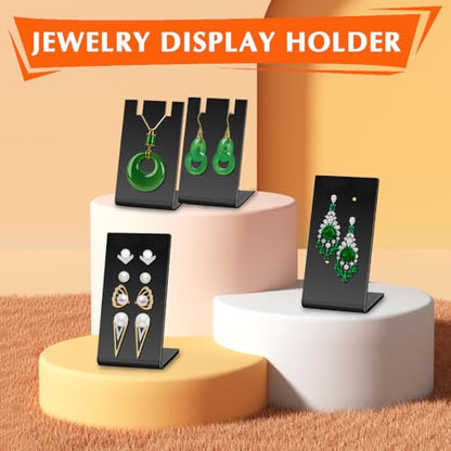 20 Pack Acrylic Earring Holder Ear Organizer Black, L Shape Earring Display Stand Ear Studs Rack Board and Dangling Earring Stands for Earring Necklace Jewelry Shows Retail Props (2 Types)