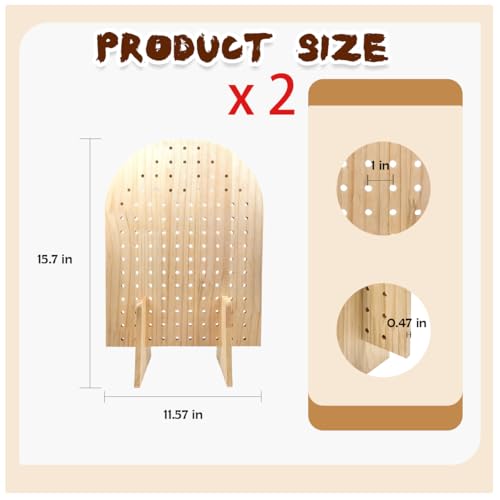 2 Pcs Wooden Pegboard Display Stand for Jewelry Keychains 25 Dowel Rods Accessories Rack, Earrings Organizer with Oval Pegboard Design for Craft Shows,Boutique Retail,Vendor Displays