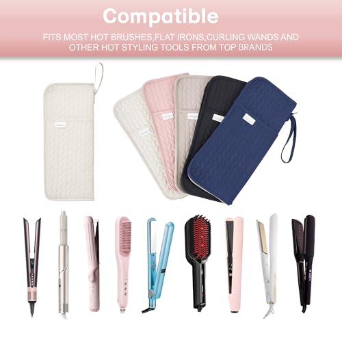 KarSyon Hot Tools Organizer Heat Resistant Mat Case Hair Tools Holder Travel Bag Portable Hair Styling Tools Cover Pouch for Curling Iron,Flat Iron,Hair Straightener (Beige) - color: Beige