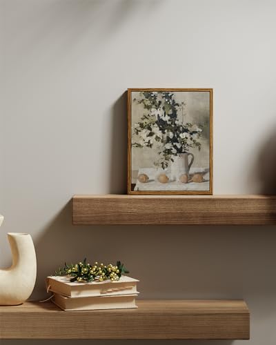 VIYYIEA Vintage Wall Art Kitchen Decor, Flowers and Lemons Pictures Painting Botanical Pictures, Framed Canvas Prints, Retro Farmhouse Decor for Dining Room Bathroom, 8"x10" - color: Flowers and Lemons, size: 10"L x 8"W