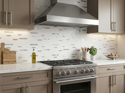 Yipscazo 10 Sheets Peel and Stick Stone Metal Tile Backsplash, Stick on Tiles for Backsplash Kitchen, Bathroom, Laundry Room, Camper, Fireplace (12'' X 12'', White Stone with Metal) - color: White Stone With Metal