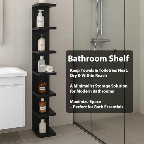 LitaEther Versatile 7 Tier Wall Shelf Unit,Black Lack Wall Shelf,Display Floating Shelf with Round Edge - color: Black, size: 7 tier