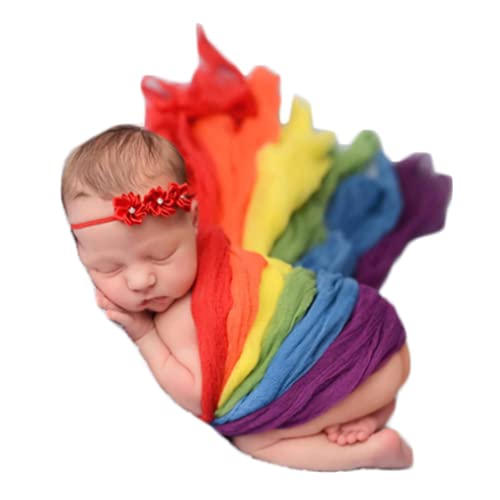 Newborn Monthly Baby Photography Props Rainbow Wraps for Boy Girls Photo Shoot Outfits Blanket