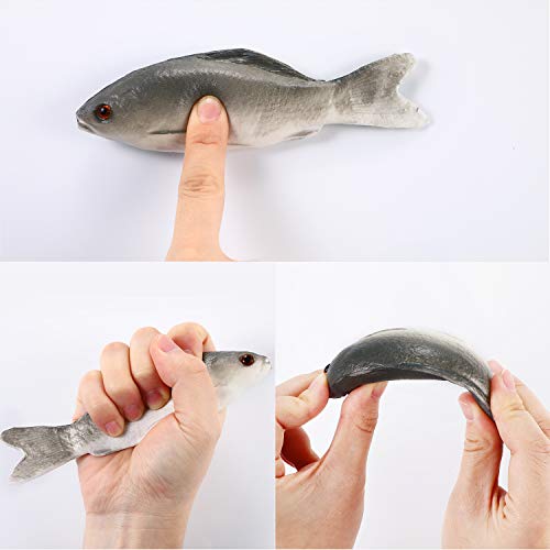 Gejoy 4 Pcs Fake Fish Realistic Toy Artificial Halloween Mode Small Plastic Sea Fish for Party Market Display Kitchen Decoration Photography Props