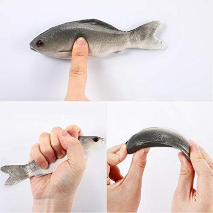 Gejoy 4 Pcs Fake Fish Realistic Toy Artificial Halloween Mode Small Plastic Sea Fish for Party Market Display Kitchen Decoration Photography Props