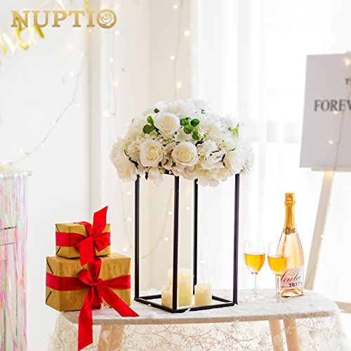 NUPTIO Black Metal Vase for Wedding Centerpieces - 10 Pcs 15.7 inch Tall Rectangular Vases for Tables - color: Black, size: 15.7 inch - 10 PCS