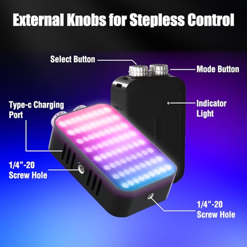 EMART RGB LED Camera Light, 2600mAh Portable Video Light 13 Lighting Effects 360° Full Color, Rechargeable Small Light Panel, 2500K-7000K for Selfie, Content Creator, Photography
