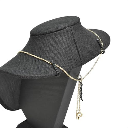 MOOCA 2 Pcs Set Small Linen Covered Wood Jewelry Display Necklace Chain Jewelry Bust Display Holder Stand, Necklaces Mannequin, 7 1/4" Height, Black Linen - color: 4) Black Linen, 2 pieces
