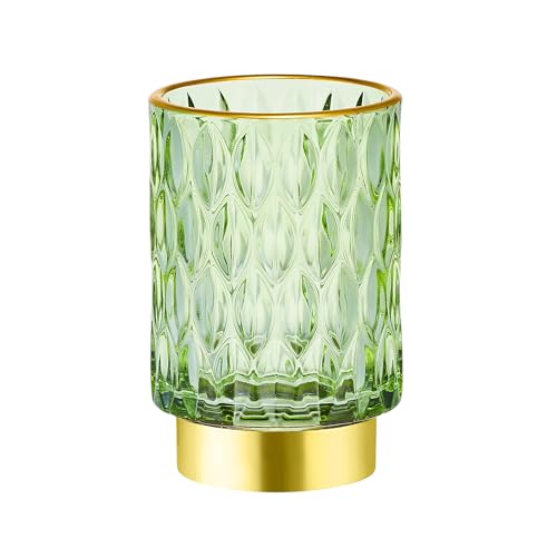 Makeup Brush Holder Organizer,Toothbrush Holders,Desk Pen Pencil Holder,Multifunctional Vintage Glass Brush Cup（A39-1-US） - color: Green