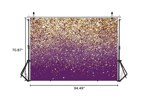 8x6ft Purple Bokeh Backdrop Birthday Gold Spots Bokeh Wedding Prom Graduation Photography Background X-78 - color: Purple gold, size: 8X6ft